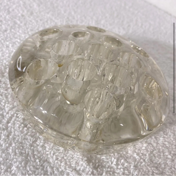 Vintage Clear  Glass 13 Hole Floral Flower Frog 4” - Picture 3 of 9